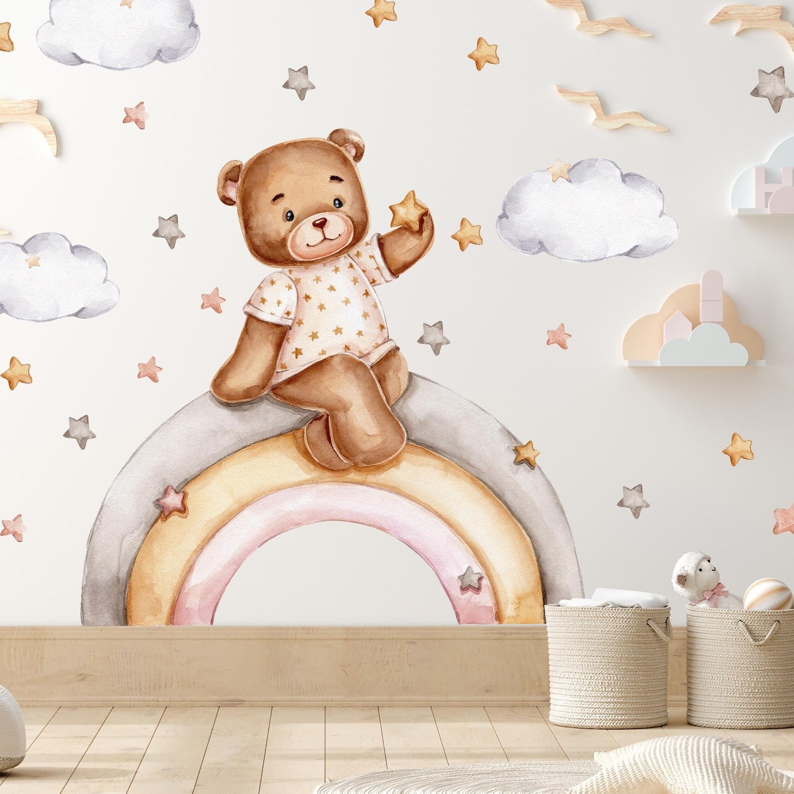 Vinilos decorativos Adhesivos infantiles de Pared Conjunto Animales en nube