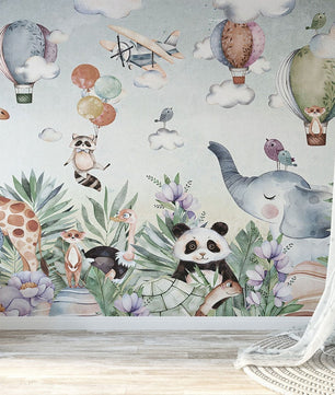 Papel para paredes diseño acuarela niños animal