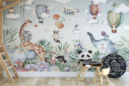 Papel para paredes diseño acuarela niños animal