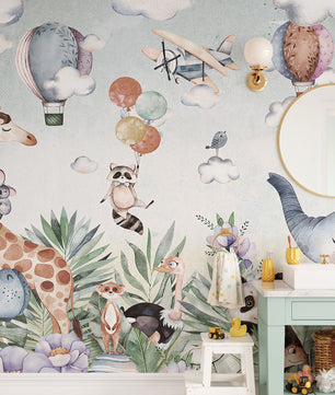 Papel para paredes diseño acuarela niños animal