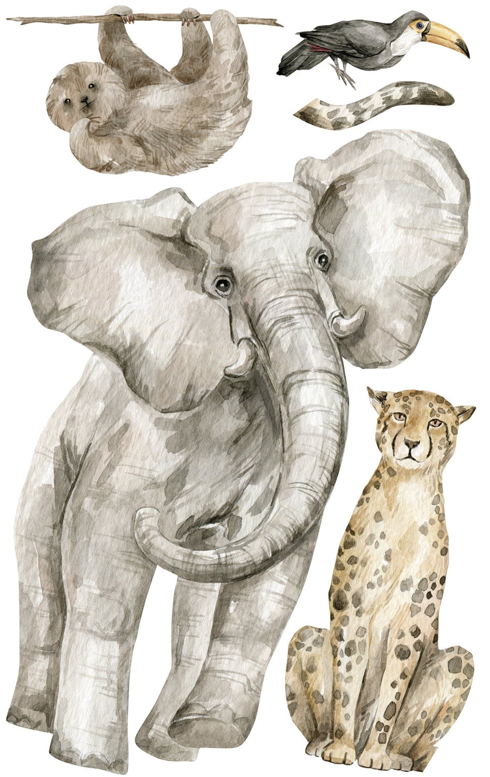 Vinilos decorativos Adhesivos infantiles de Pared Elefante en la selva