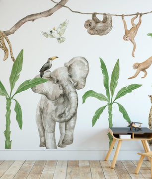 Vinilos decorativos Adhesivos infantiles de Pared Elefante en la selva
