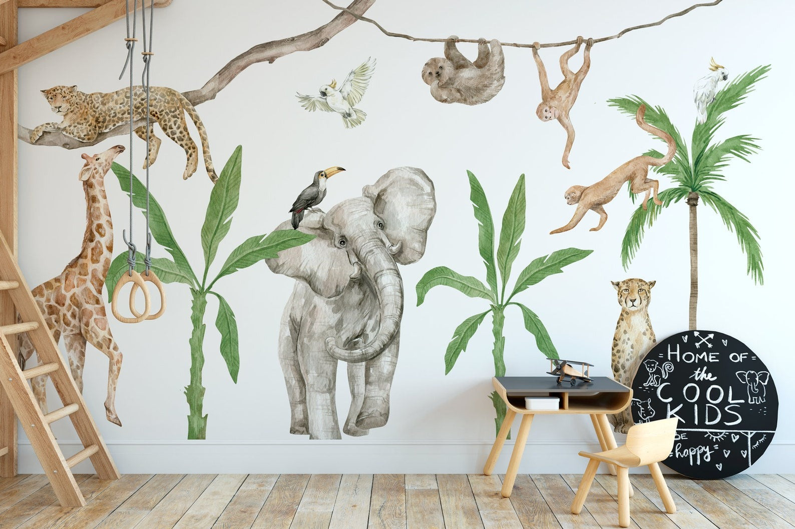 Vinilos decorativos Adhesivos infantiles de Pared Elefante en la selva