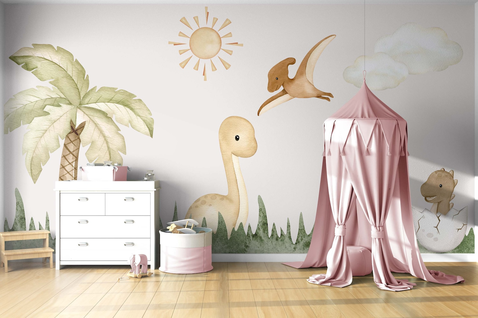 Vinilos decorativos Adhesivos infantiles de pared  Conjunto de dinosaurios Conjunto