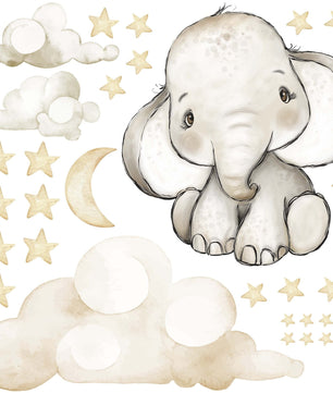 Vinilos decorativos Adhesivos infantiles de Pared Elefante en nube gris