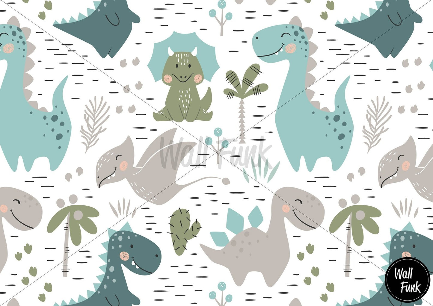 Papel para paredes Mosaico dinosaurios colorido 3