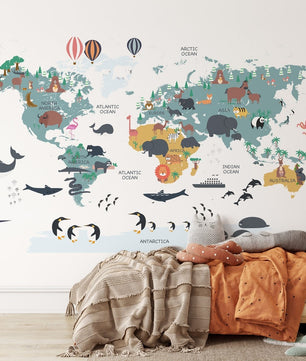 Mapa mundi infantil Animales del mundo