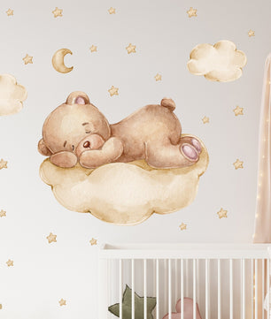 Vinilos decorativos Adhesivos infantiles de Pared de oso dormilon