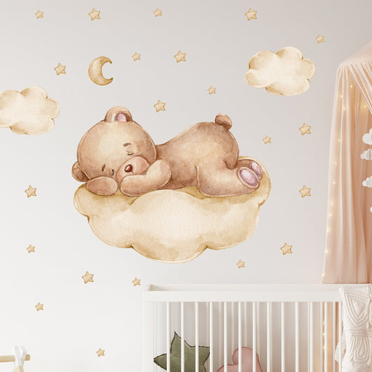 Vinilos decorativos Adhesivos infantiles de Pared de oso dormilon