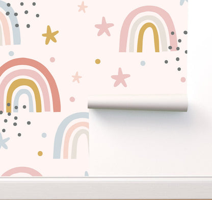 Papel para paredes Mosaico Arcoiris con estrellas