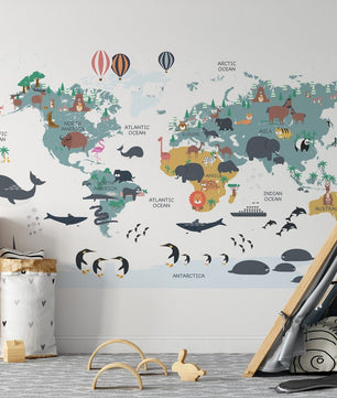 Mapa mundi infantil Animales del mundo
