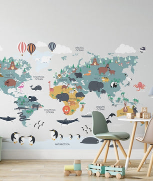 Mapa mundi infantil Animales del mundo