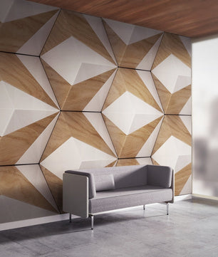 Papel para paredes Madera 3D con blanco