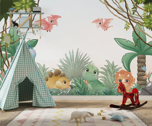 Papel para paredes Jungla jurassica  cute 3