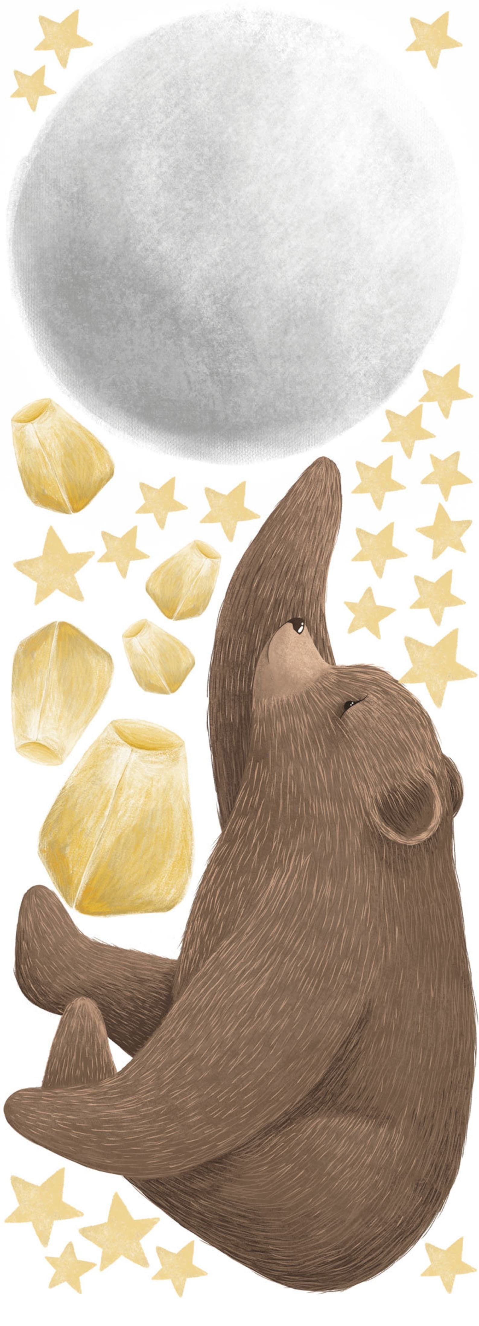 Vinilos decorativos Adhesivos infantiles de Pared de oso, luna, globo deseos y estrellas