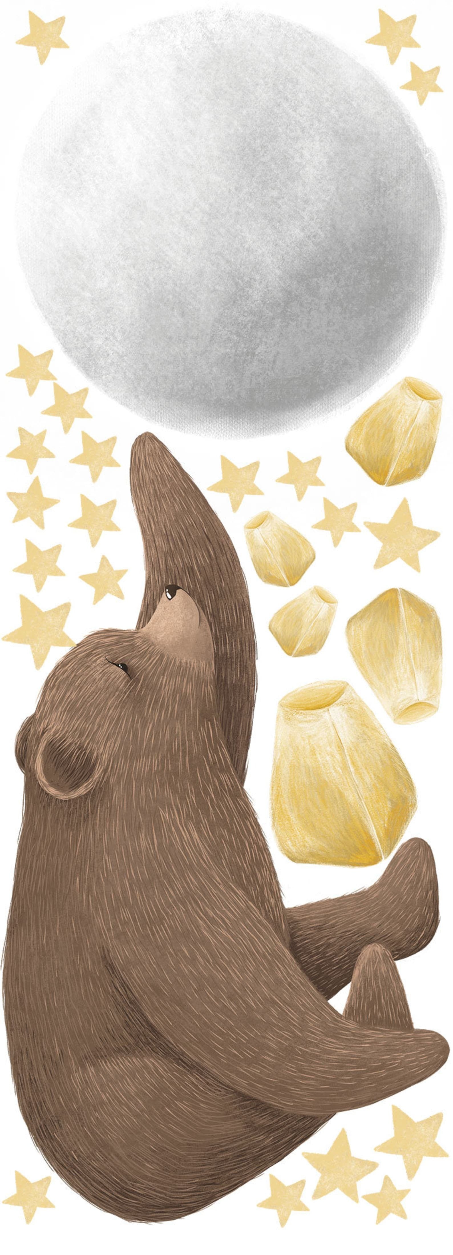 Vinilos decorativos Adhesivos infantiles de Pared de oso, luna, globo deseos y estrellas
