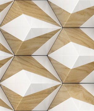 Papel para paredes Madera 3D con blanco