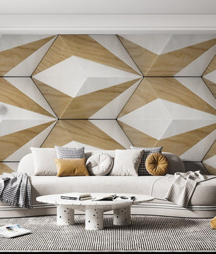 Papel para paredes Madera 3D con blanco