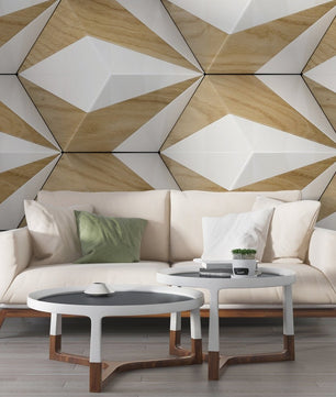 Papel para paredes Madera 3D con blanco
