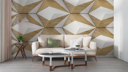 Papel para paredes Madera 3D con blanco