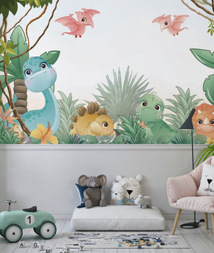 Papel para paredes Jungla jurassica  cute 3