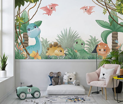 Papel para paredes Jungla jurassica  cute 3