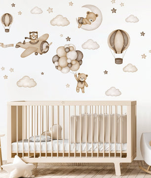 Vinilos decorativos Adhesivos infantiles de Pared de oso teddy marron