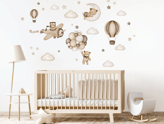 Vinilos decorativos Adhesivos infantiles de Pared de oso teddy marron