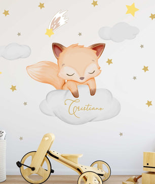 Vinilos decorativos Adhesivos infantiles de Pared Conjunto Animales en nube
