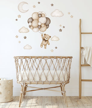 Vinilos decorativos Adhesivos infantiles de Pared de oso teddy marron globo