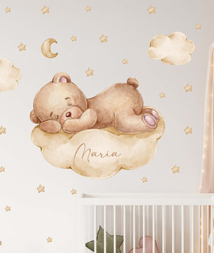 Vinilos decorativos Adhesivos infantiles de Pared de oso dormilon
