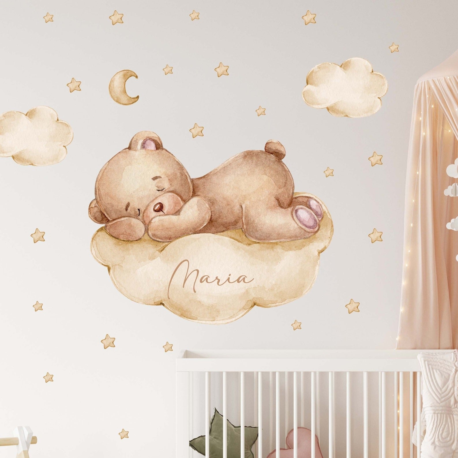 Vinilos decorativos Adhesivos infantiles de Pared de oso dormilon