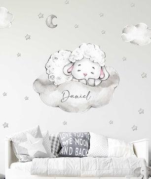 Vinilos decorativos Adhesivos infantiles de Pared Conjunto Animales en nube