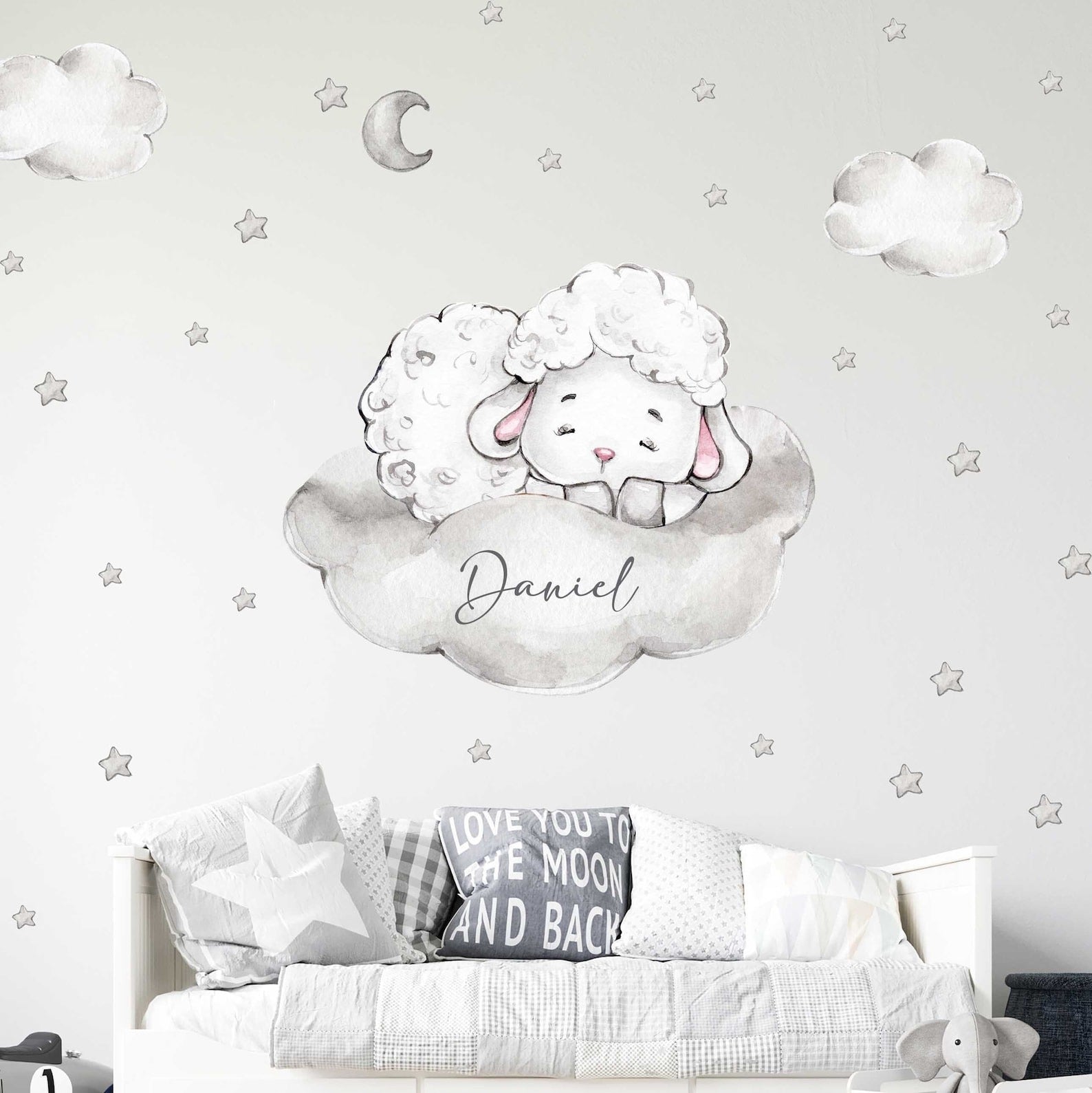 Vinilos decorativos Adhesivos infantiles de Pared Conjunto Animales en nube