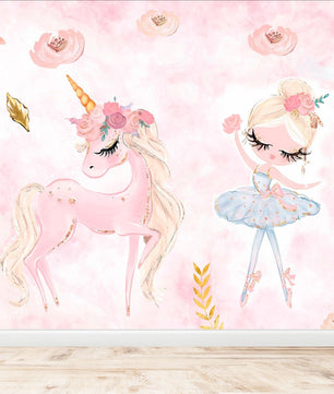 Papel para paredes Unicornio con Bailarina 2