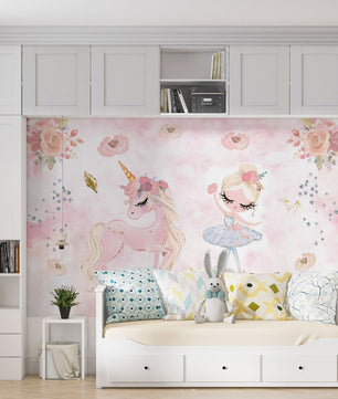Papel para paredes Unicornio con Bailarina 2