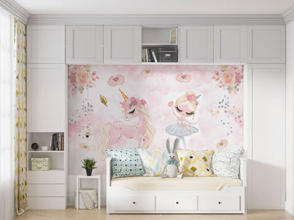 Papel para paredes Unicornio con Bailarina 2