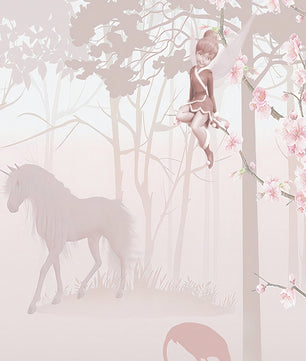 Papel para paredes Unicornio en bosque