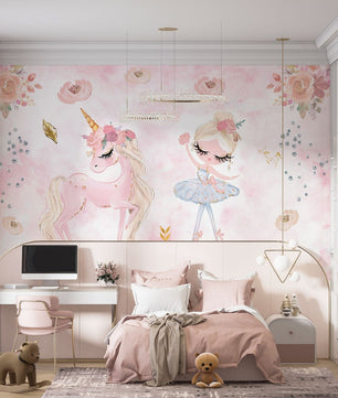 Papel para paredes Unicornio con Bailarina 2