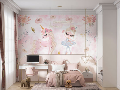 Papel para paredes Unicornio con Bailarina 2