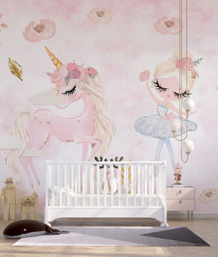 Papel para paredes Unicornio con Bailarina 2