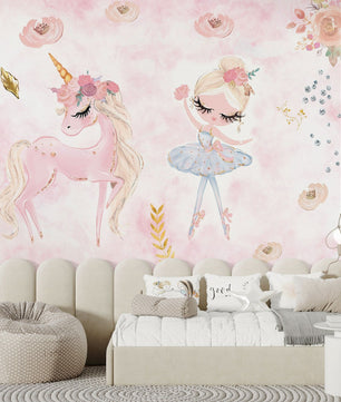 Papel para paredes Unicornio con Bailarina 2