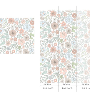 Papel para paredes Flores Mosaico 6