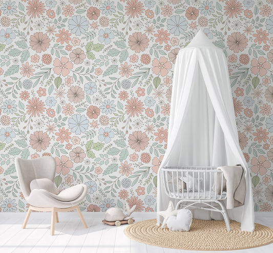 Papel para paredes Flores Mosaico 6