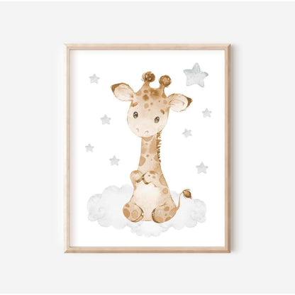 Cuadros Decorativos infantiles Modernos Animales en nube beige