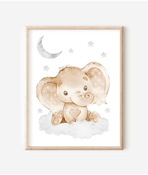 Cuadros Decorativos infantiles Modernos Animales en nube beige