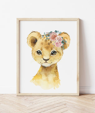 Cuadros Decorativos infantiles Modernos Animales con flores y nombre personalizado
