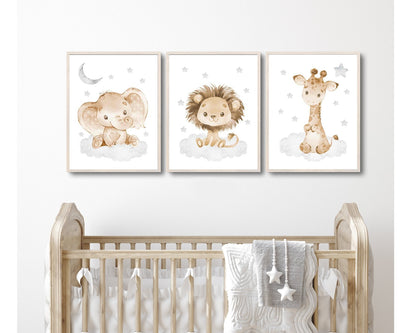 Cuadros Decorativos infantiles Modernos Animales en nube beige