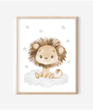 Cuadros Decorativos infantiles Modernos Animales en nube beige