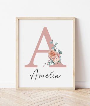 Cuadros Decorativos infantiles Modernos Animales con flores y nombre personalizado